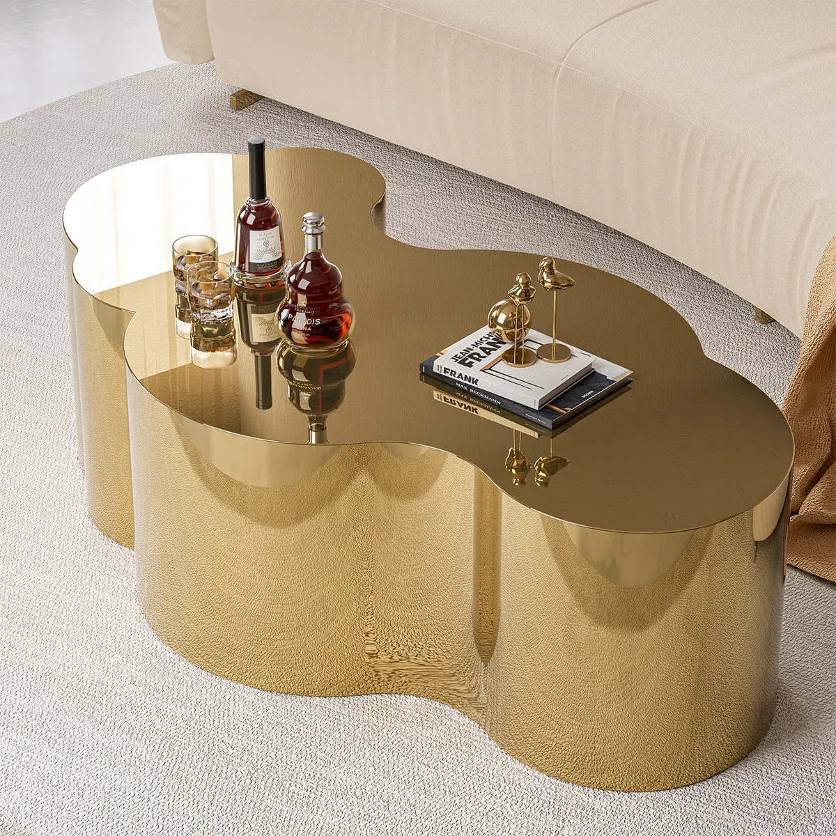 Merrissa Modern Gold Stainless Coffee Table, Large Cloud Fashion Design | Wayfair North America