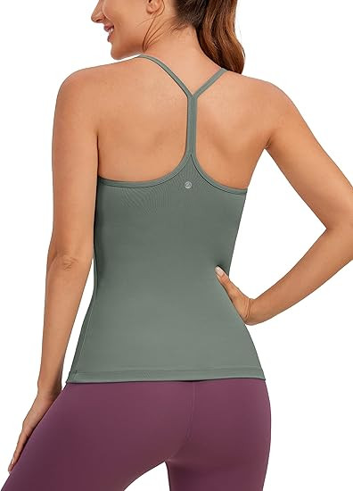CRZ YOGA Butterluxe Womens Racerback Tank Top with Built in Bra - Spaghetti Thin Strap Padded Wor... | Amazon (US)