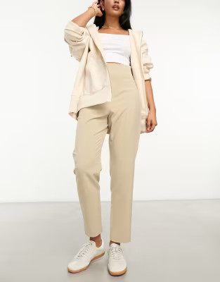 ASOS DESIGN seamed waist trouser in neutral | ASOS (Global)