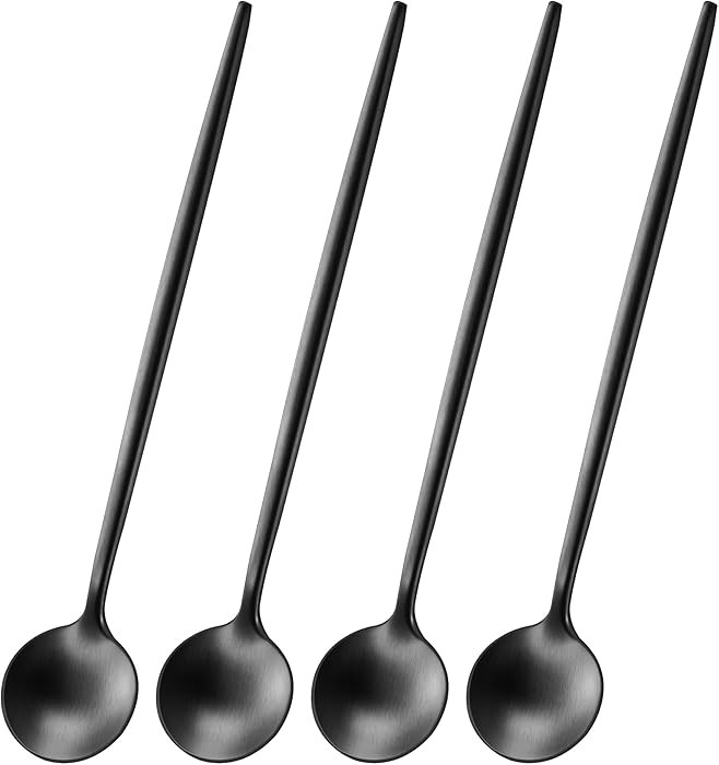 4 PCS 6.7 Inches Satin Black Stainless Steel 18/10 Coffee Spoons,Iced Tea Spoon,Espresso Stirring... | Amazon (US)