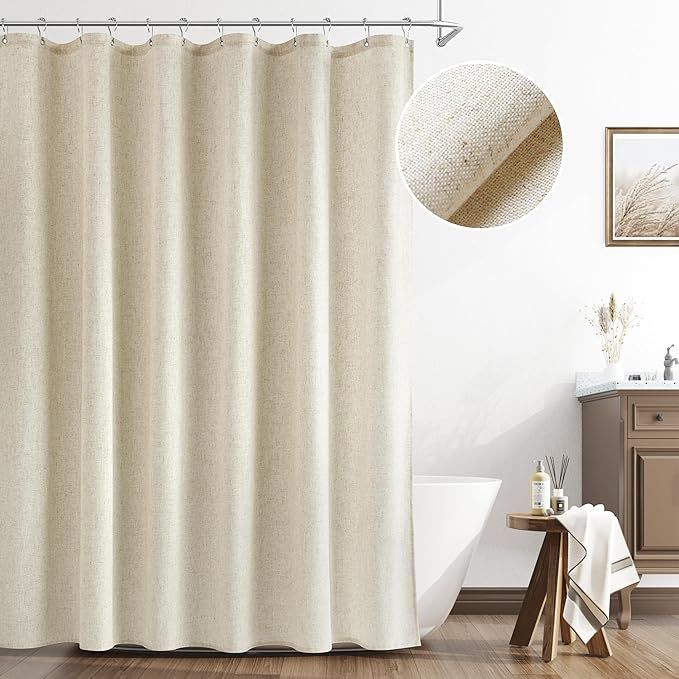 Naturoom Natural Linen Shower Curtain, Country Boho Farmhouse Bath Decor Beige Shower Curtains fo... | Amazon (US)