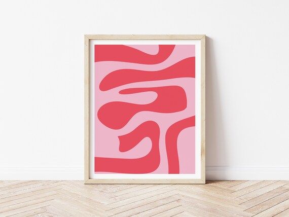 BRIGHT PINK PRINT -Modern Shapes Print -Color Block Print- Pink Abstract Print | Etsy (US)
