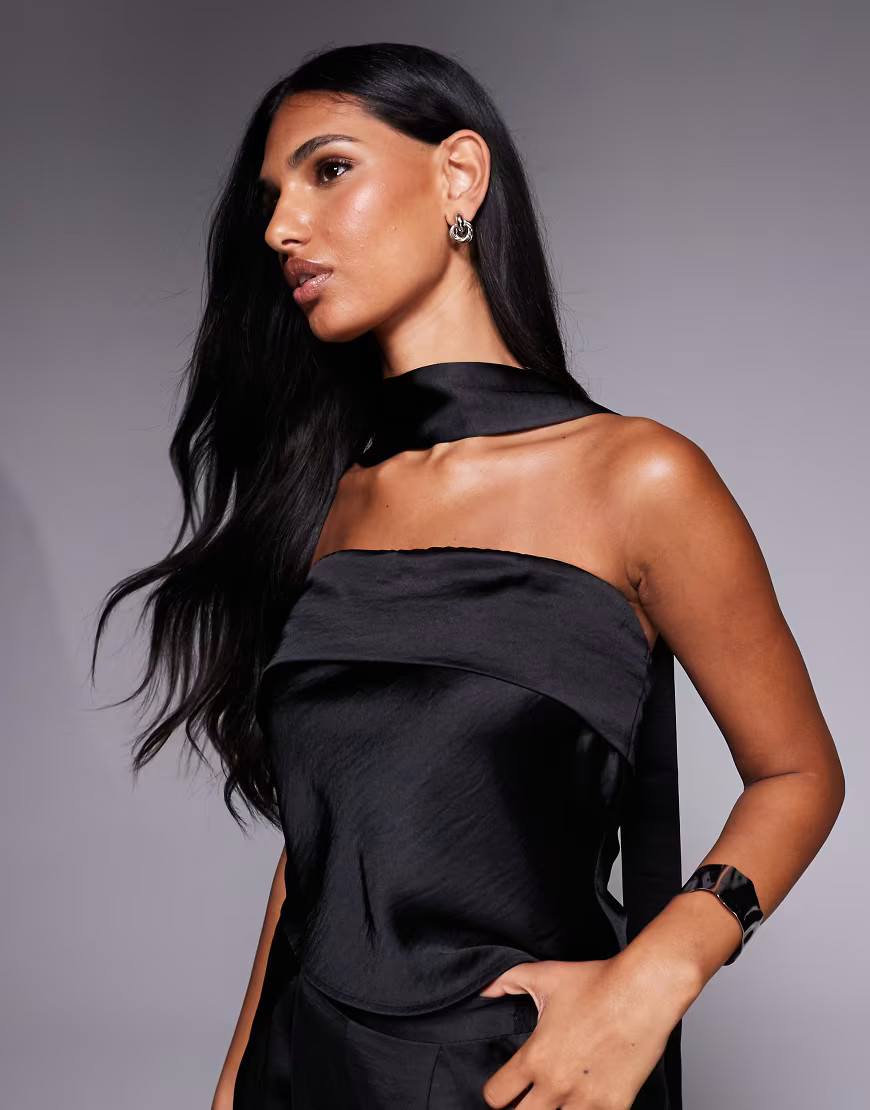 TFNC bandeau top with neck scarf detail in black | ASOS (Global)