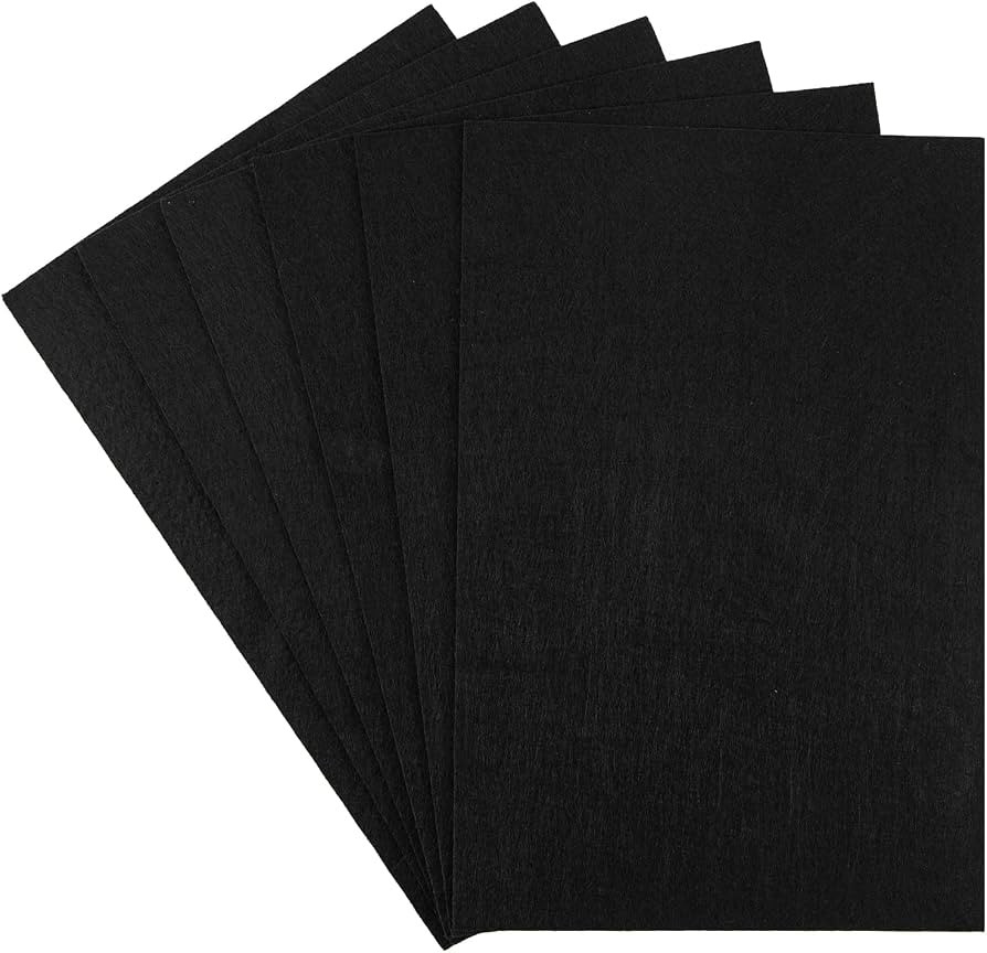HaoFeiJH Black Felt Squares - 6PCS Felt Sheets - 8x12 A4 Stiff, 1 Color, 2mm Thick, Ideal for Sew... | Amazon (US)