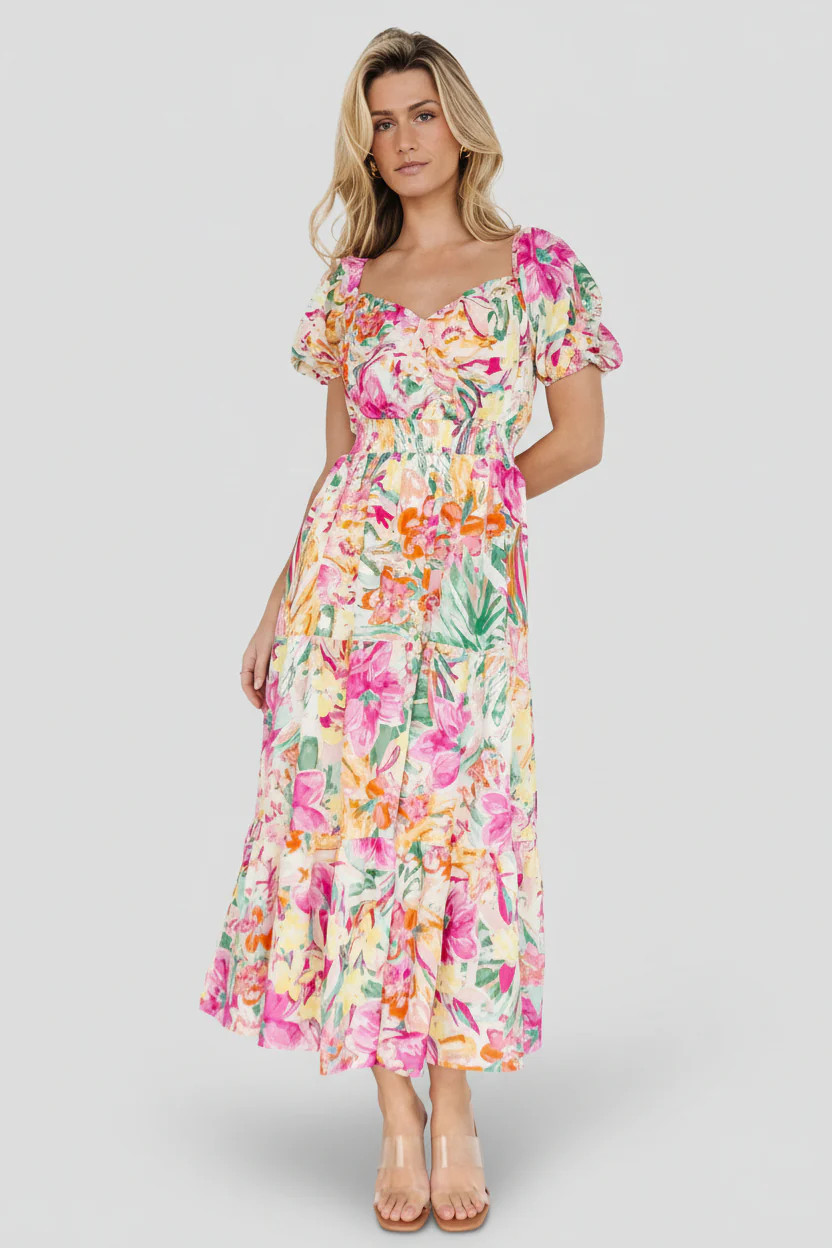 Denzel Puff-Sleeve Midi - Multi Floral | Baltic Born | Baltic Born