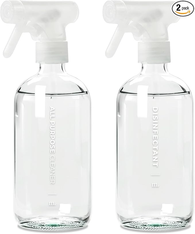 MaisoNovo Glass Spray Bottles for Cleaning - 16.9 fl oz Clear x 2 with 16 Labels | Amazon (US)