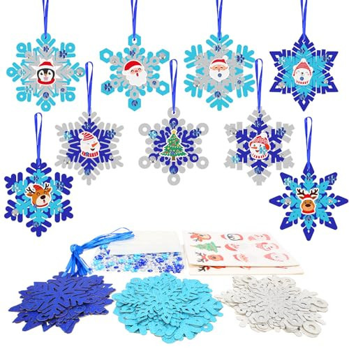 Fennoral 18 Pack DIY Snowflakes Craft Kit for Kids Make You Own Snowflake Foam Sticker Ornament DIY Christmas Arts and Crafts for Chirstmas Party Supplies Winter Christmas Tree Decoration | Amazon (US)