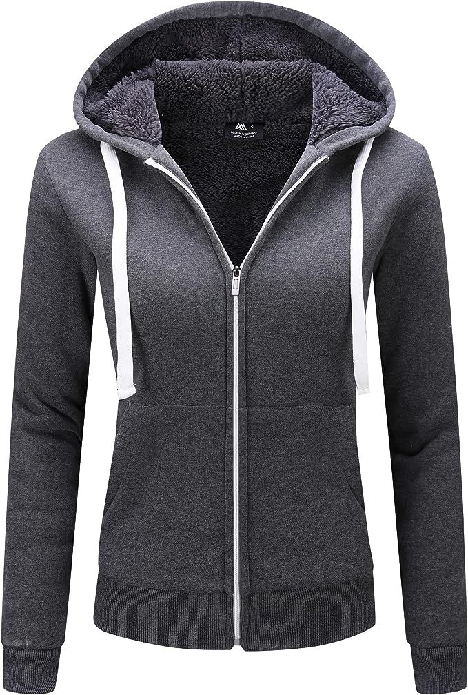 LLdress Hoodies for Women Sherpa Lined Jacket Zip Up Thick Sweatshirt Warm Fleece Coat | Amazon (US)