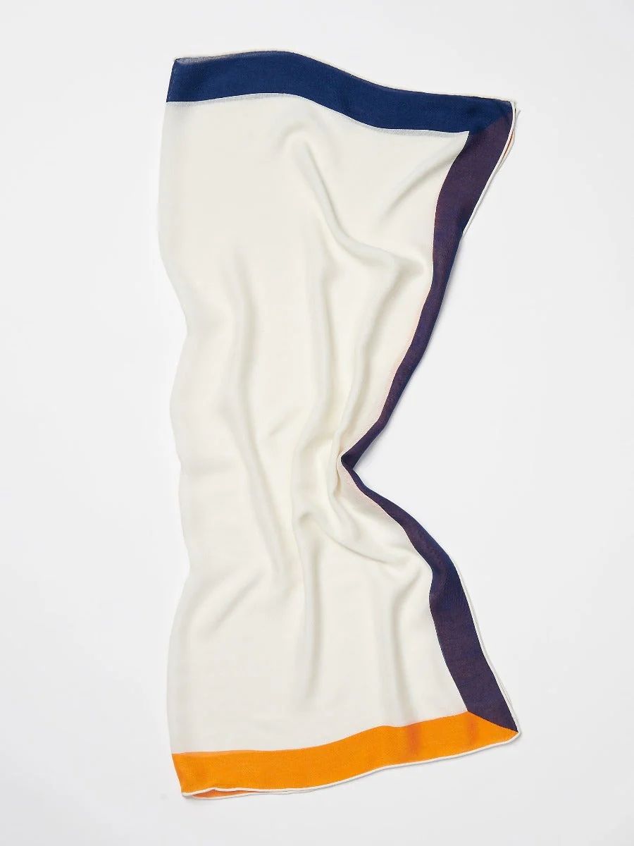 Off White/Orange/Navy Color Block Claudia Scarf | Women's Scarves  | J.McLaughlin | J.McLaughlin