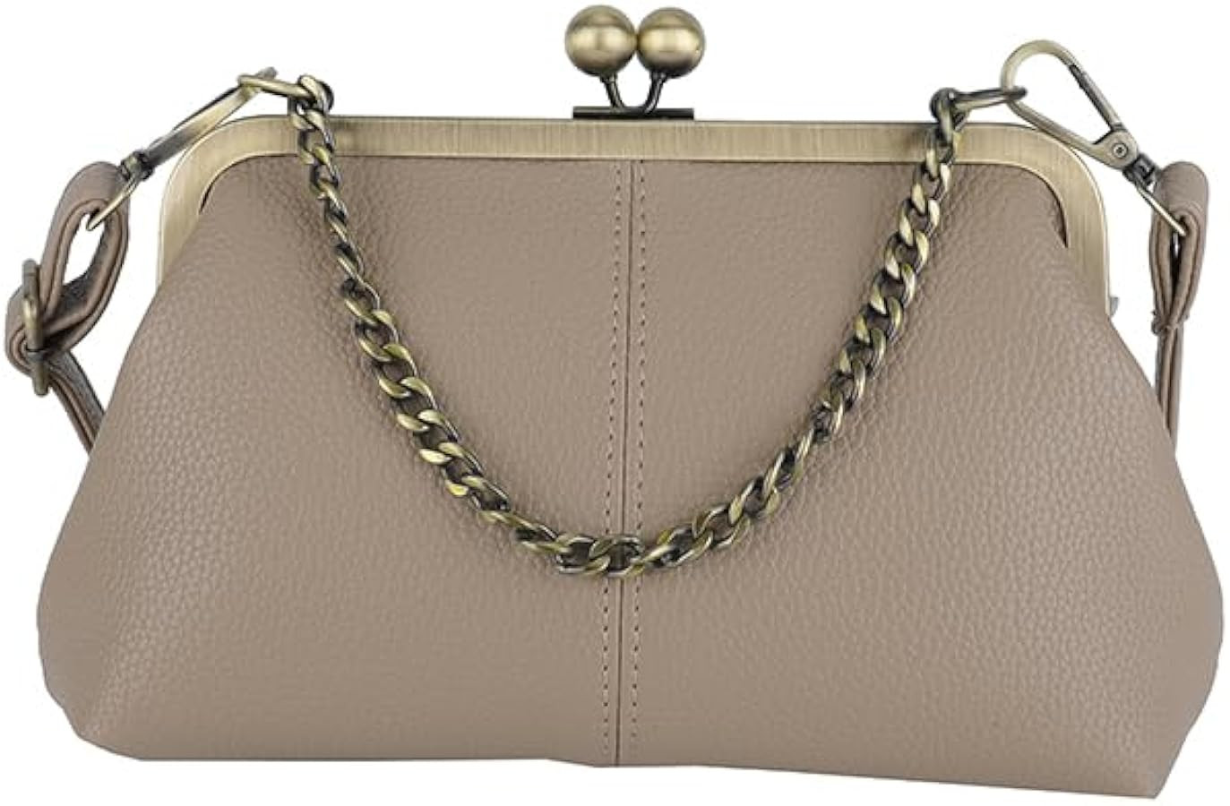 Vintage Kiss Lock Handbag PU Leather Shoulder Bag with Adjustable Strap Crossbody Bag Evening Clu... | Amazon (US)