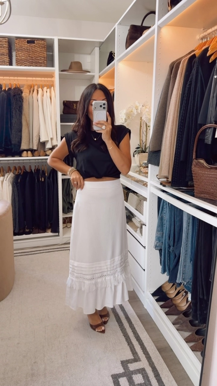 Zara skirt🔥 super flattering 
Fits TTS
Amazon top I’m wearing is linked in white

#LTKootd #LTKOver40