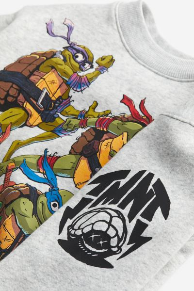 Oversized Printed Sweatshirt - Light gray melange/TMNT - Kids | H&M US | H&M (US + CA)