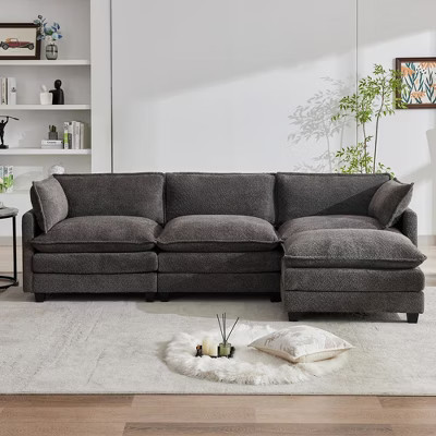 Hyleory Circle Velvet Sectional sofas with Ottoman for living room,club,Dark Gray | Target