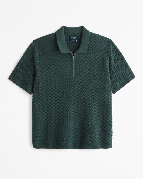 Men's Half-Zip Sweater Polo | Men's Tops | Abercrombie.com | Abercrombie & Fitch (US)