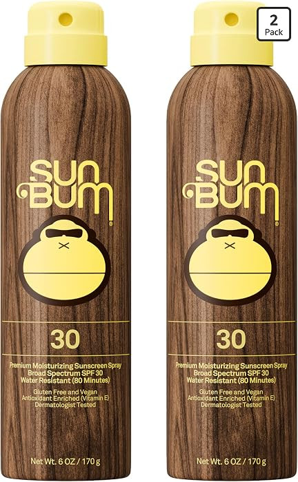 Sun Bum Original SPF 30 Sunscreen Body Spray - Broad Spectrum Moisturizing Sunscreen with Vitamin E - Hawaii 104 Act Compliant (Made without Octinoxate & Oxybenzone) - 6 oz (Pack of 2) | Amazon (US)