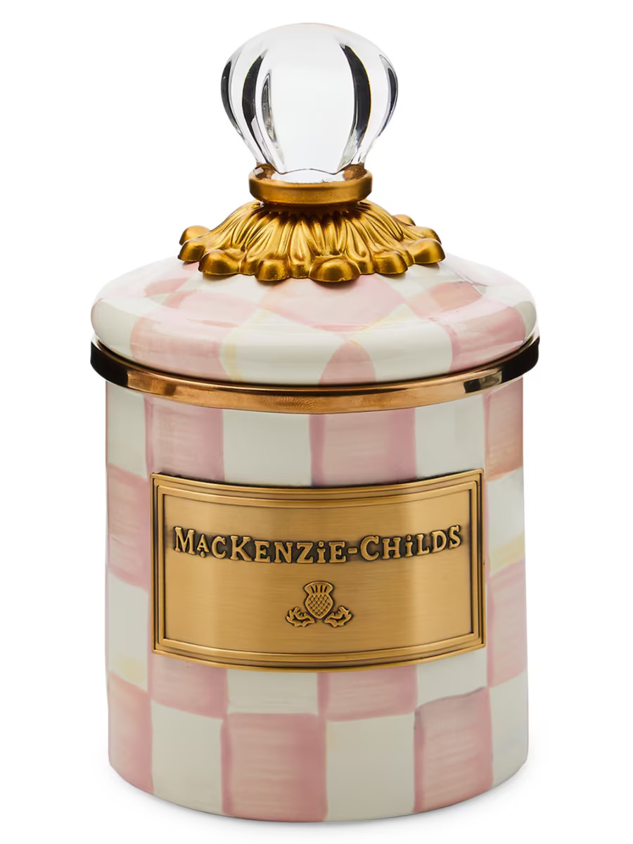 Mini Rosy Check Enamel Canister | Saks Fifth Avenue