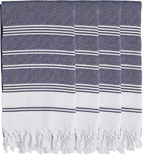 BOSPHORUS Set of 4 - Diamond Weave Turkish Cotton Bath Beach Hammam Towel Peshtemal Blanket Prewa... | Amazon (US)