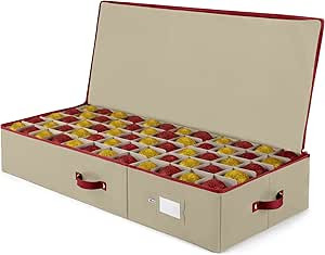 Zober Christmas Ornament Storage Box - Stores 120 Ornaments W/ Dividers - 600D Oxford Fabric Unde... | Amazon (US)