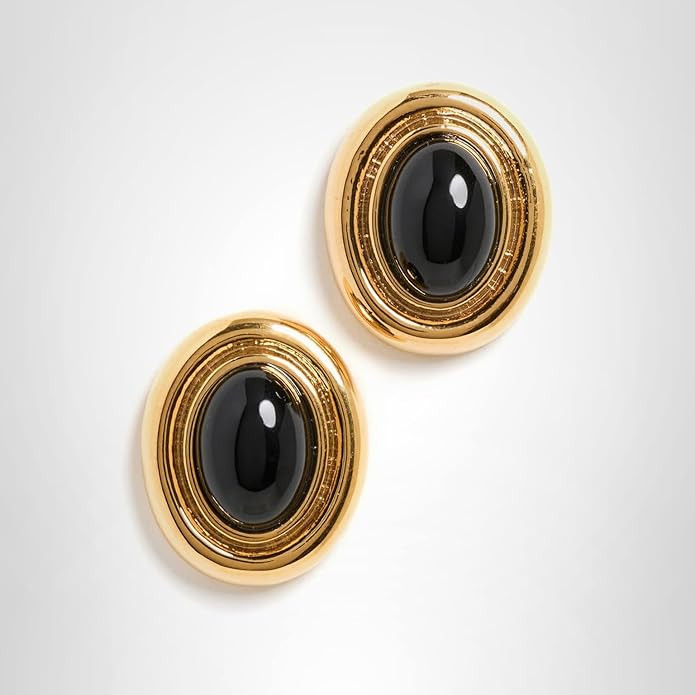 Heaven Mayhem Prize Black & Gold Statement Earrings – Women’s Vintage-Inspired Gold-Plated Br... | Amazon (US)