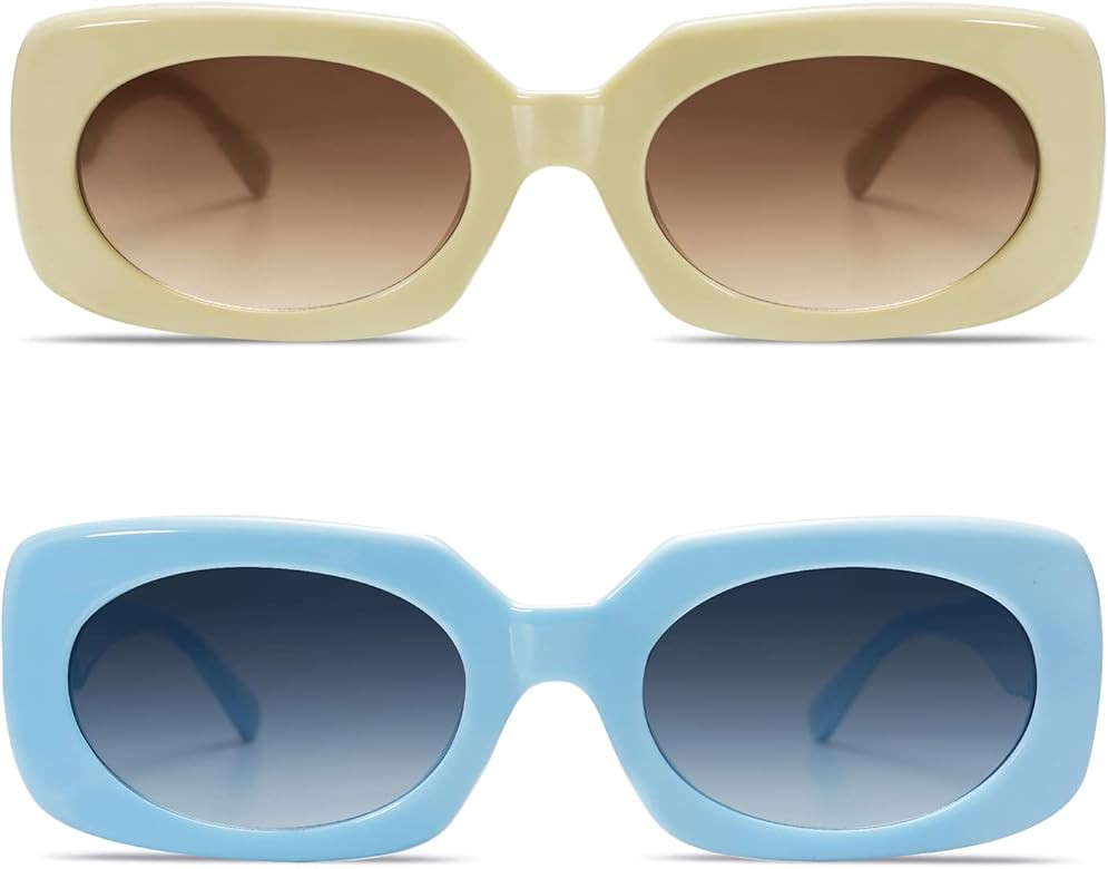 VANLINKER Rectangle Sunglasses for Women Retro Trendy Fashion Glasses Oval Lenses Narrow Thin Square | Amazon (US)