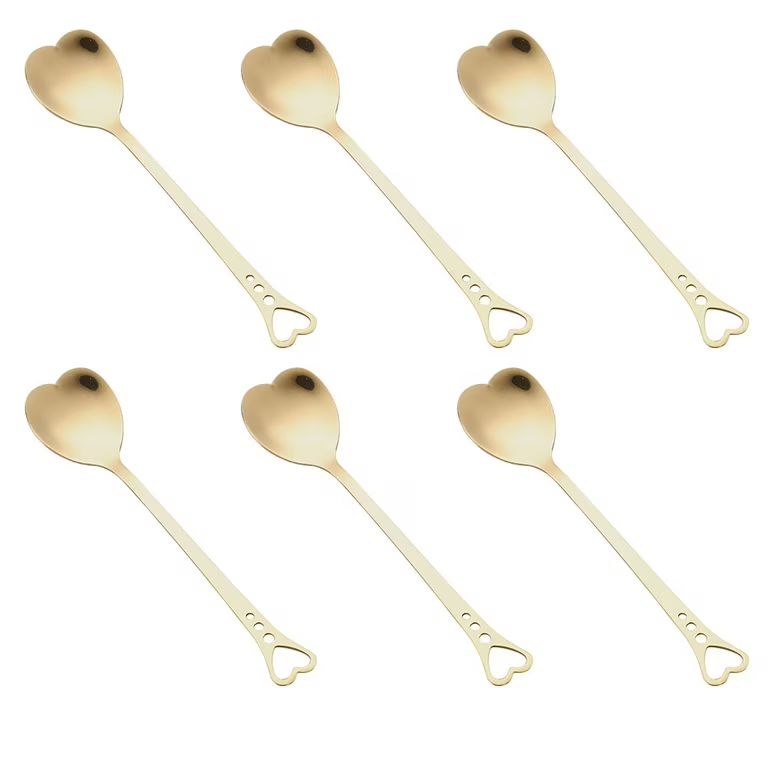 NICEXMAS 6pcs Coffee Spoons Heart Shaped Stainless Steel Tea Spoon Flatware Ice Cream Spoon | Walmart (US)