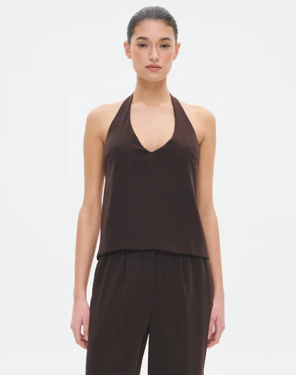 Relaxed Tie Back Halter Top in Brown To Earth | Glassons AU | Glassons (Australia)