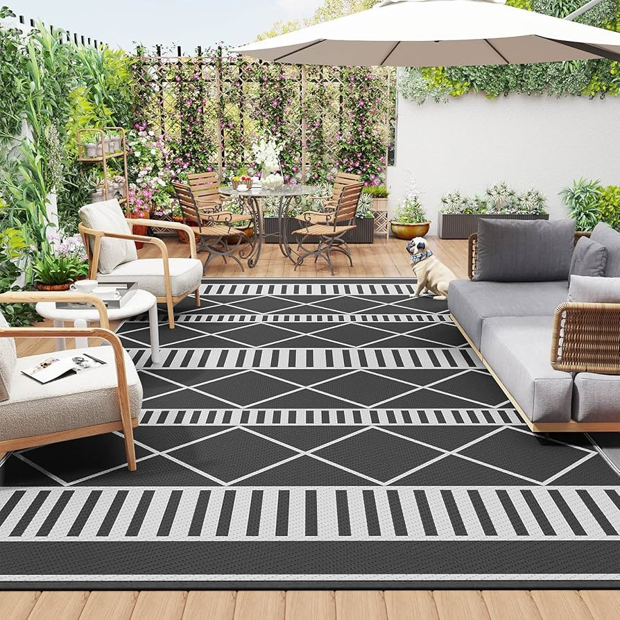 Outdoor Rug 5x8 Waterproof-Boho Patio Rugs Outdoor Plastic Straw Rug for Patio Decor-Reversible O... | Amazon (US)