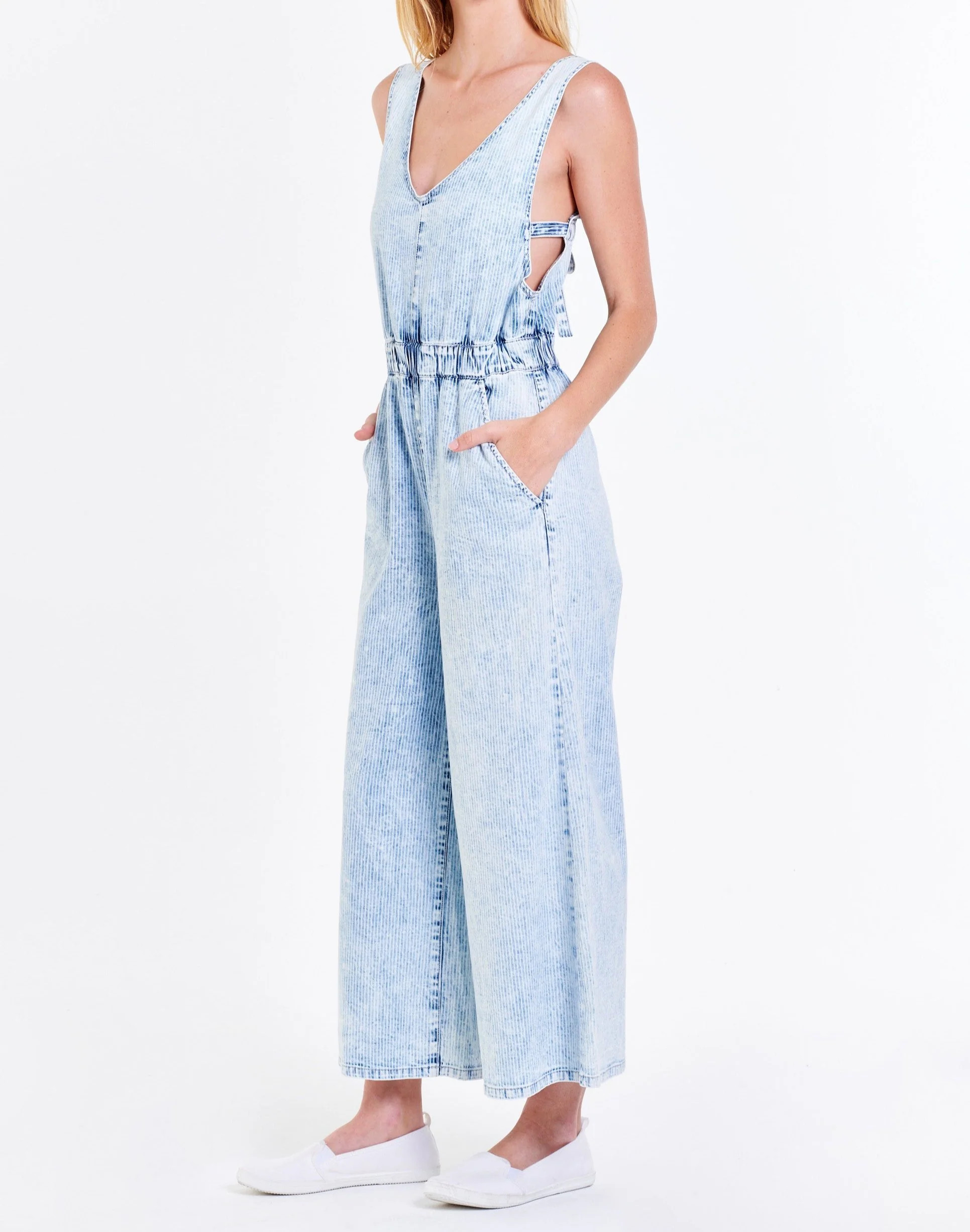 SIVAN JUMPSUIT RAILROAD STRIPE | Dear John Denim