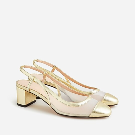 Millie slingback heels with metallic mesh | J. Crew US