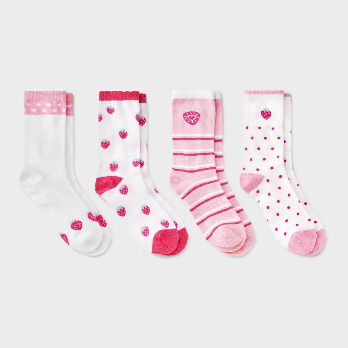 Girls' 4pk 'Strawberry' Crew Socks - Cat & Jack™ | Target