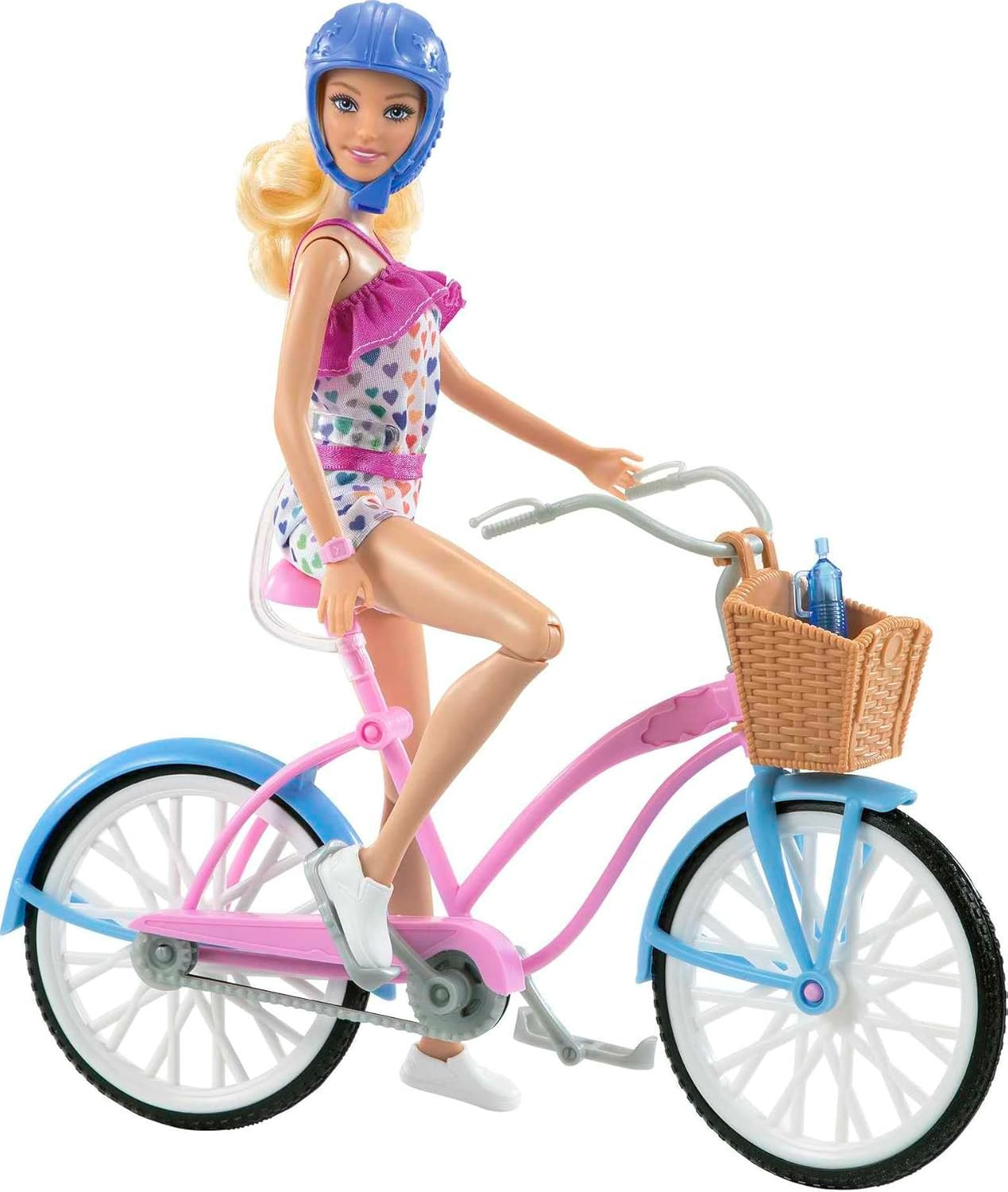 Barbie Doll and Bike Playset with Doll (11.5 in, Blonde), Bicycle with Rolling Wheels & Water Bot... | Amazon (US)