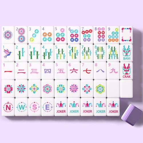 American Mahjong Tiles, Mahjong Travel Set, 160 Purple 4 Layer Mah Jong Game Tiles with Tile Bag, Gift-Ready Storage Box, 4 Dice with Pouch, Western Mah Jongg, Majong, Majiang | Amazon (US)