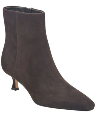 Marc Fisher Ltd Women's Kole Snip Toe Kitten Heel Dress Booties - Dark Brown Suede | Macy's