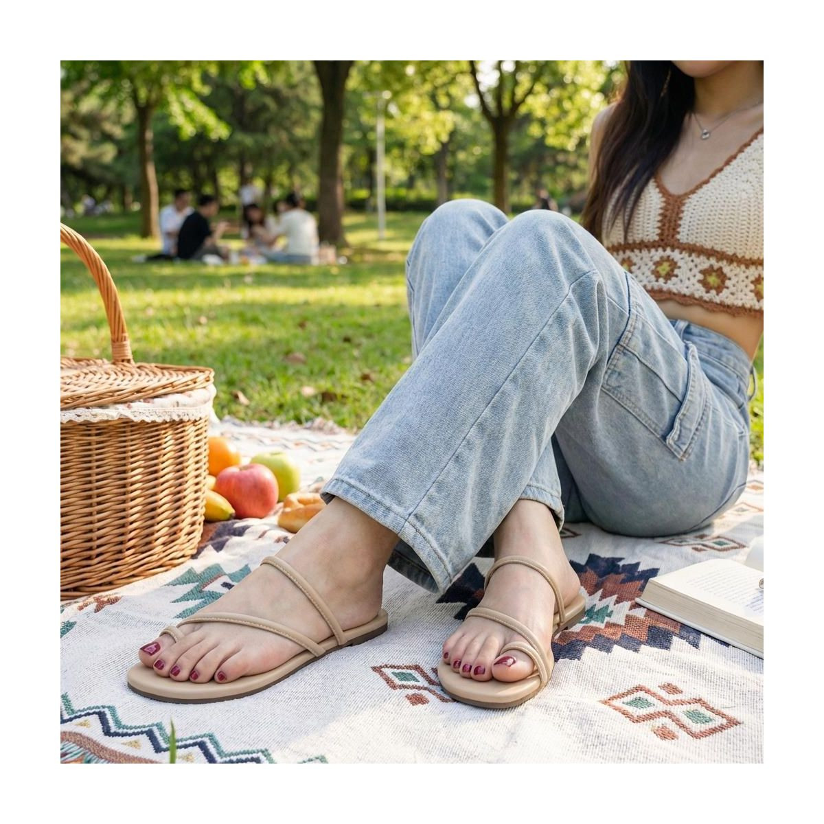 CUSHIONAIRE Resort Strappy Sandals for Women, Vegan Leather Memory Foam Flat Women's Sandals with... | Target