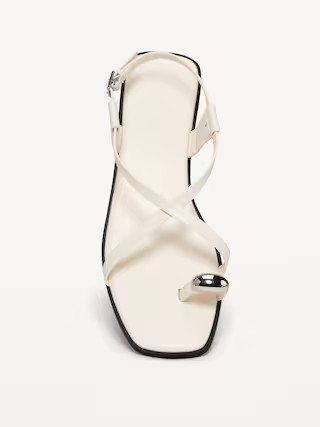 Faux Leather Strappy Toe Ring Sandals | Old Navy (US)