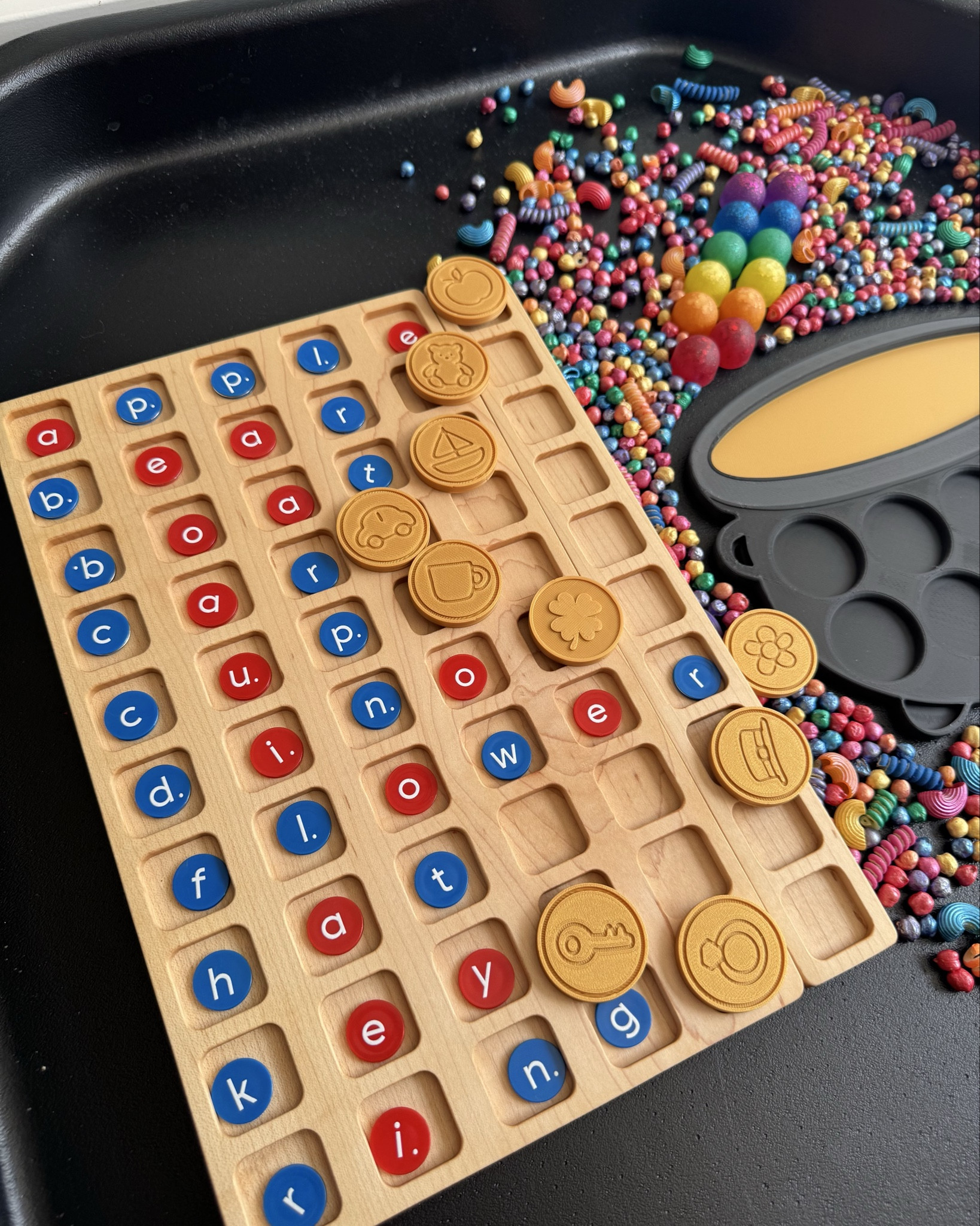 Do we work on lessons over the weekend? Sometimes! Its’s all about making it feel like play. 🌈

Today we matched words with vocabulary coins. He read the word and searched for the matching coin—like a little reading treasure hunt! Everything was magnetic, so picking up the coins and letters at the end was half the fun.

The click-and-connect tray even helped hold the pieces along the edges, which turned into the perfect little workspace. Added a rainbow to make it extra festive and suddenly reading practice didn’t feel like work at all.

Learning through play is always the goal around here. 📚✨

#earlyreading #learnthroughplay #phonicsfun
#readingpractice #homeschoolmom 
 

#LTKKids