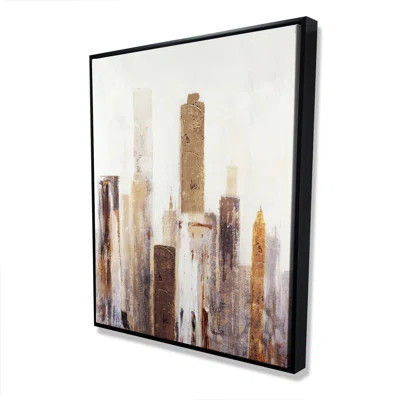 Abstract Earthy Tones City Canvas | Living Room Decor Frame | Wayfair North America