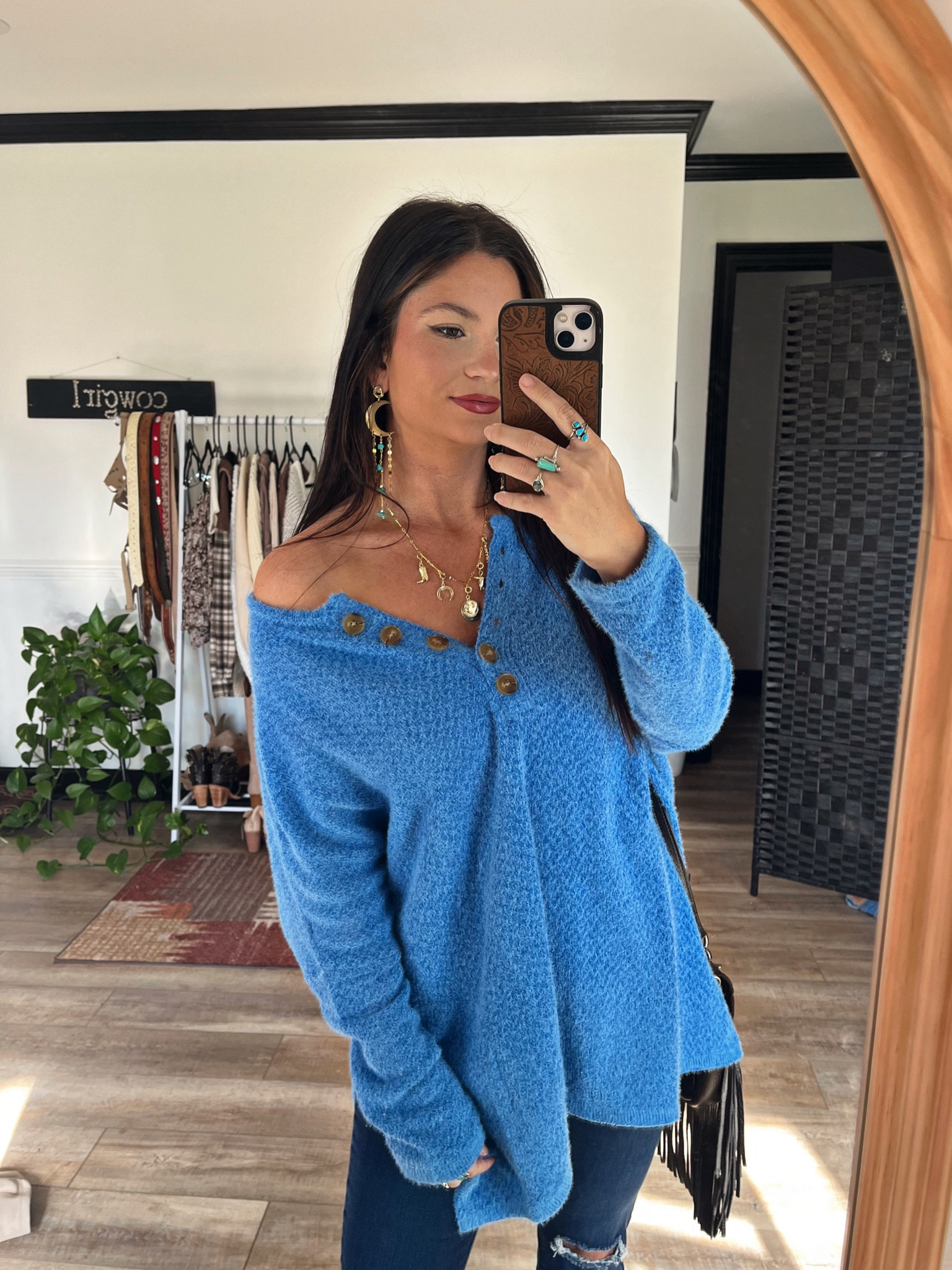 Blue fuzzy Henley on sale! Shop doorbusters now 💙 Jewelry from Highway Hippie! They will be having a Black Friday sale all day! 40% off PLUS another 10% off with my code, LORI10

#LTKStyleTip #LTKCyberWeek #LTKFindsUnder50