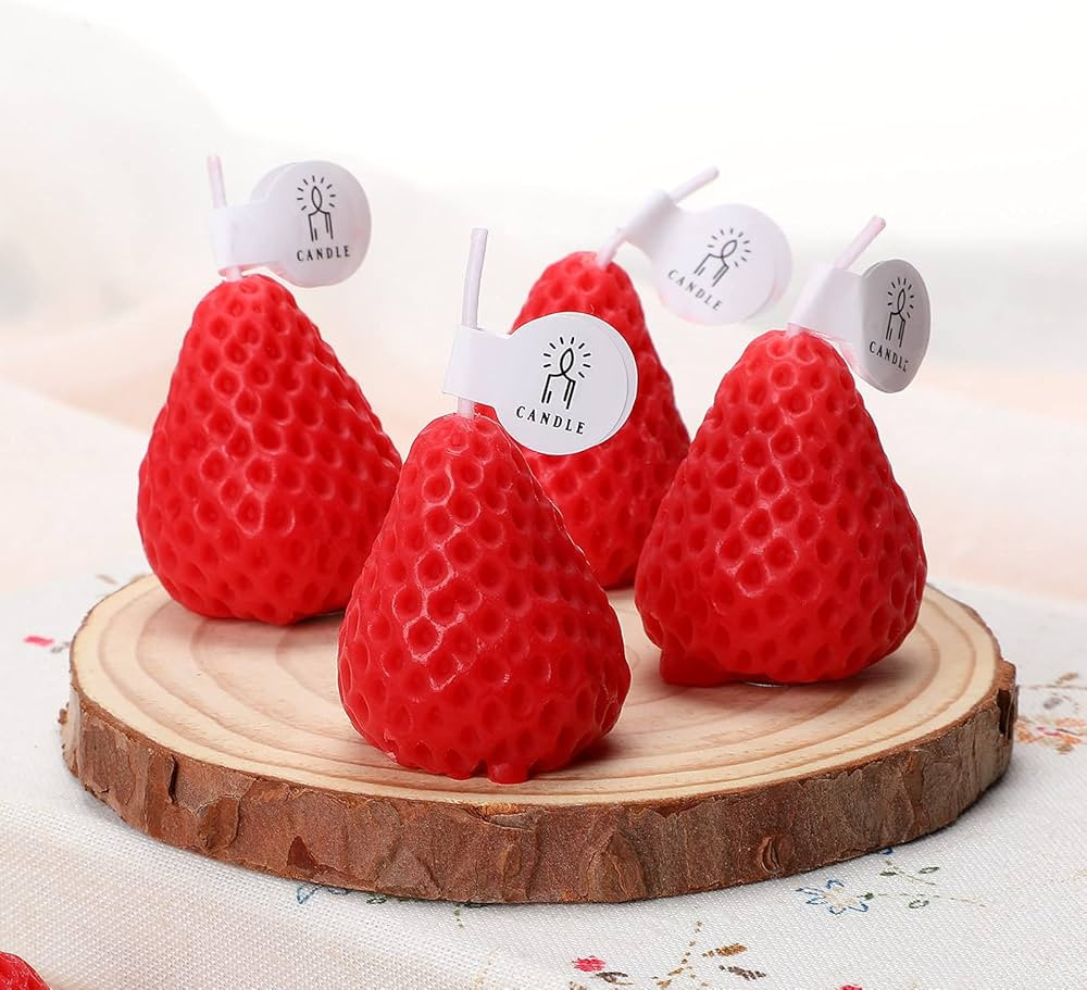 Nuanchu 8 Pieces Valentine Day Red Strawberry Candle Strawberry Shaped Scented Candle Mini Soy Wa... | Amazon (US)
