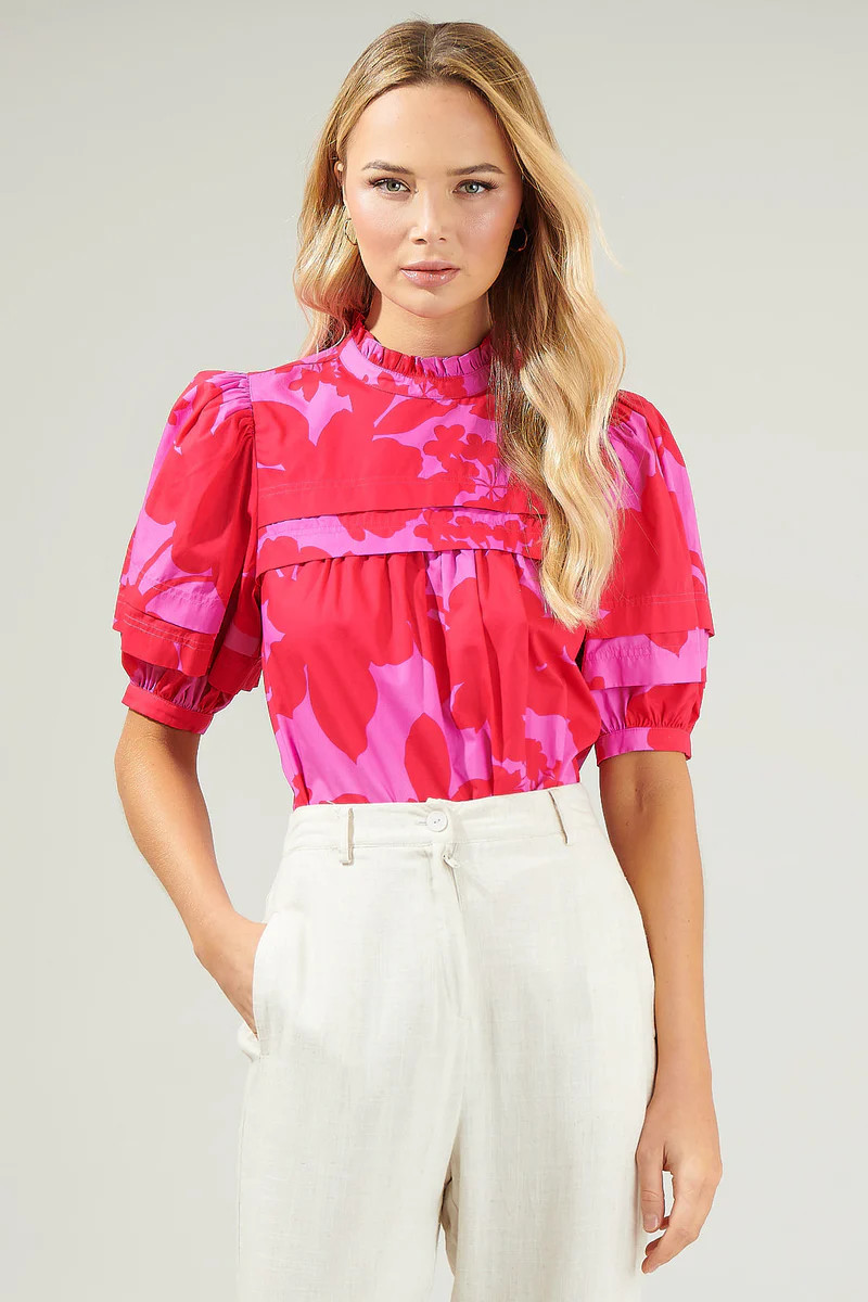 Briff Floral Ever After Mock Neck Blouse | Sugarlips