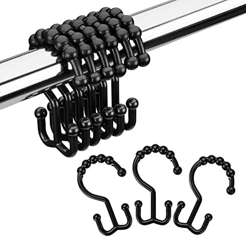 Amazer Shower Curtain Hooks Plastic Double Shower Curtain Rings for Bathroom Shower Curtain Rod - Se | Amazon (US)
