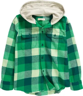 Tucker + Tate Kids' Hooded Flannel Button-Up Shirt | Nordstrom | Nordstrom