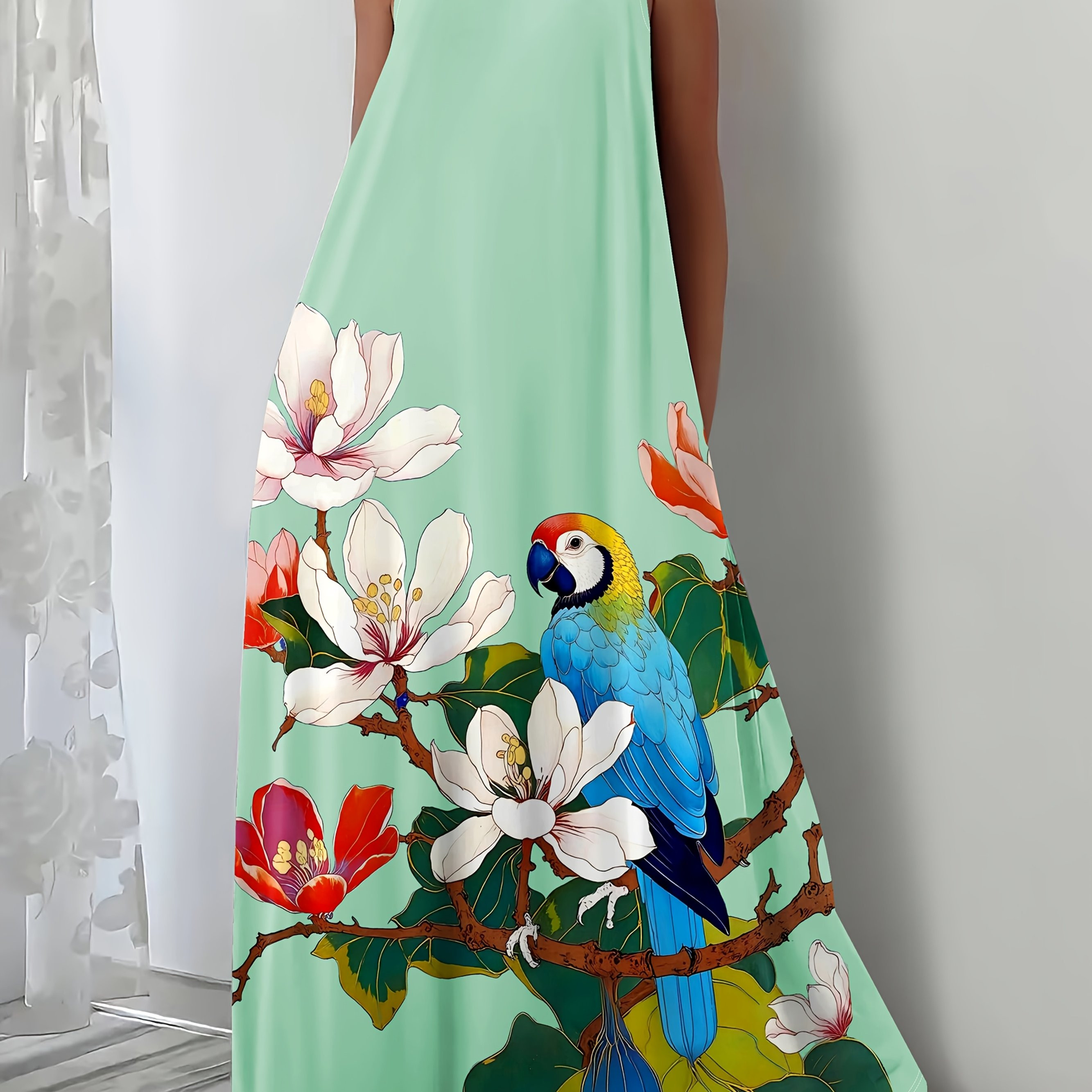 women's floral print sleeveless maxi dress vibrant tropical - Temu Canada | Temu Affiliate Program