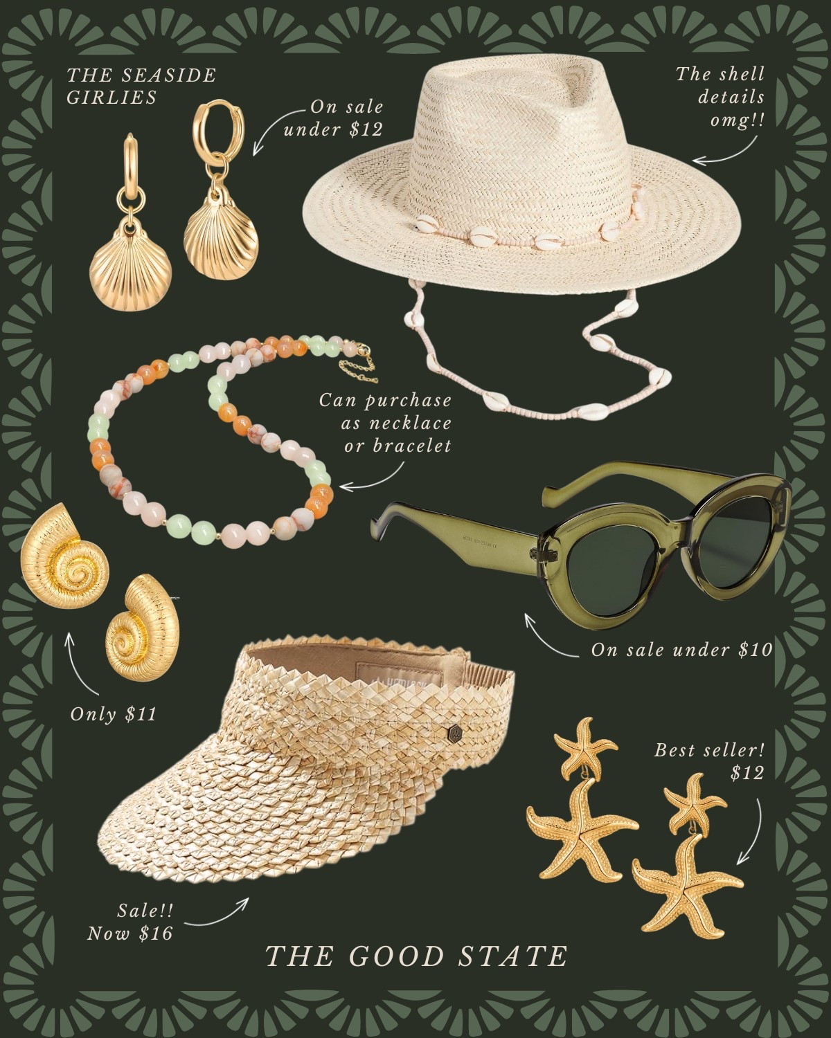 The Seaside Girlies🐚 Save up to 53% on all the cutie items shown!

This one is for the girlies who thrive most when the sea breeze is blowing through their hair. For the one’s soaking up every minute of sunshine and lingering a little longer to watch the sun set behind endless ocean water. This is for the ladies who love all things crochet, woven, bright and happy. Cheers to the longer days and sun-kissed skin☀️ 🌊 

Tuckernuck, Amazon, Amazon fashion, H&M, Target, Target style, swimwear, swimsuit, white swimsuit, wedding guest dress, one piece swimsuit, beauty, shoes, sandals, crochet top, yellow swimsuit, classic style, preppy style, beauty, essentials beach, Charleston, Rosemary Beach, easter, dress, vacation, outfit, resort, outfit, evening, dress, formal dress, affordable, fashion, the good state, Lauren England, beach, earrings, jewelry, sunglasses, sun hat

#LTKStyleTip #LTKFindsUnder50 #LTKSaleAlert