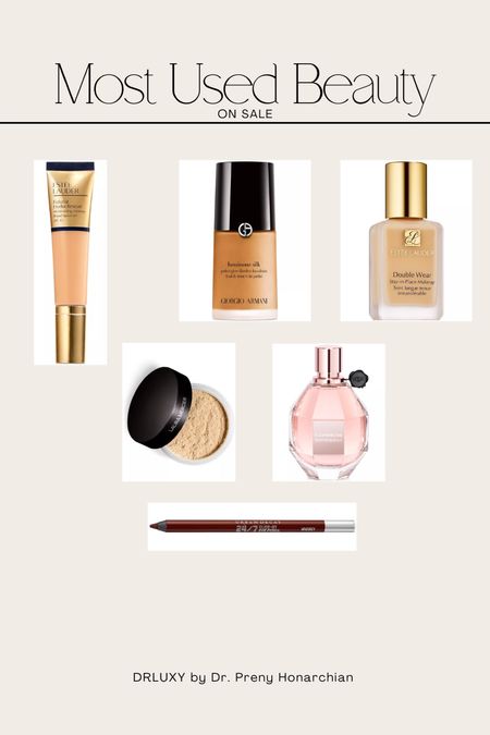 Most used beauty products on sale! 
Gifts for her 
Stocking stuffers 
Gift guide 
Foundation 
Estée Lauder 
Skincare 
Perfume
Double wear foundation 
Armani luminous silk foundation 
Flower bomb perfume 
Translucent powder 
Brown eyeliner 
Lip balm


#LTKGiftGuide #LTKbeauty #LTKHoliday