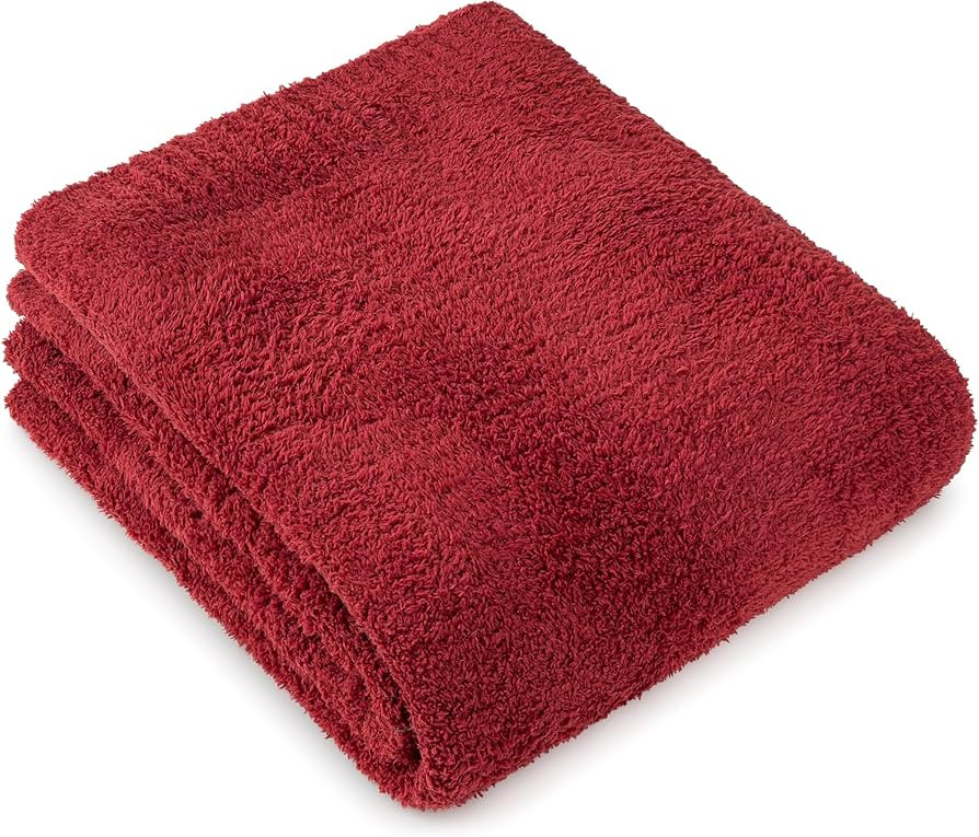 PAVILIA Super Soft Throw Blanket for Couch, Fluffy Cozy Lightweight Maroon Blanket, Large Fuzzy W... | Amazon (US)