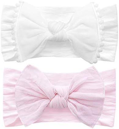 Baby Bling Bows Newborn to Little Girls Hair Bow - Trimmed and Classic Knot Headbands Toddlers Hair  | Amazon (US)