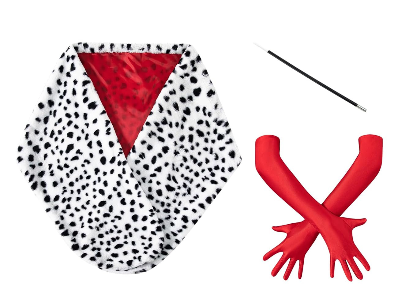 Kewlent 3 Pcs Women Halloween Deville Coat Costume Dalmatian Shawl Scarf Cosplay Accessories | Amazon (US)