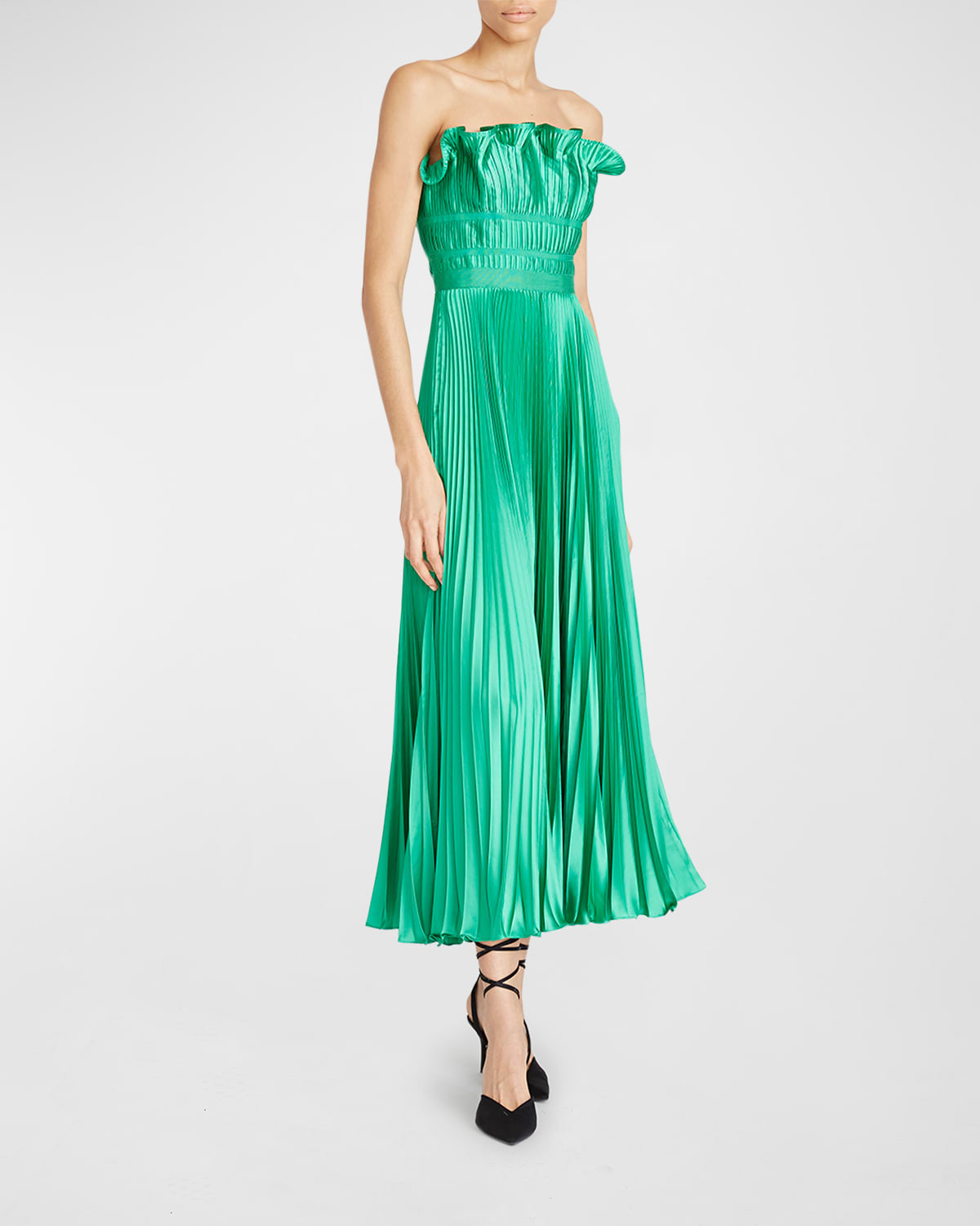 Giada Strapless Pleated Charmeuse Dress | Neiman Marcus