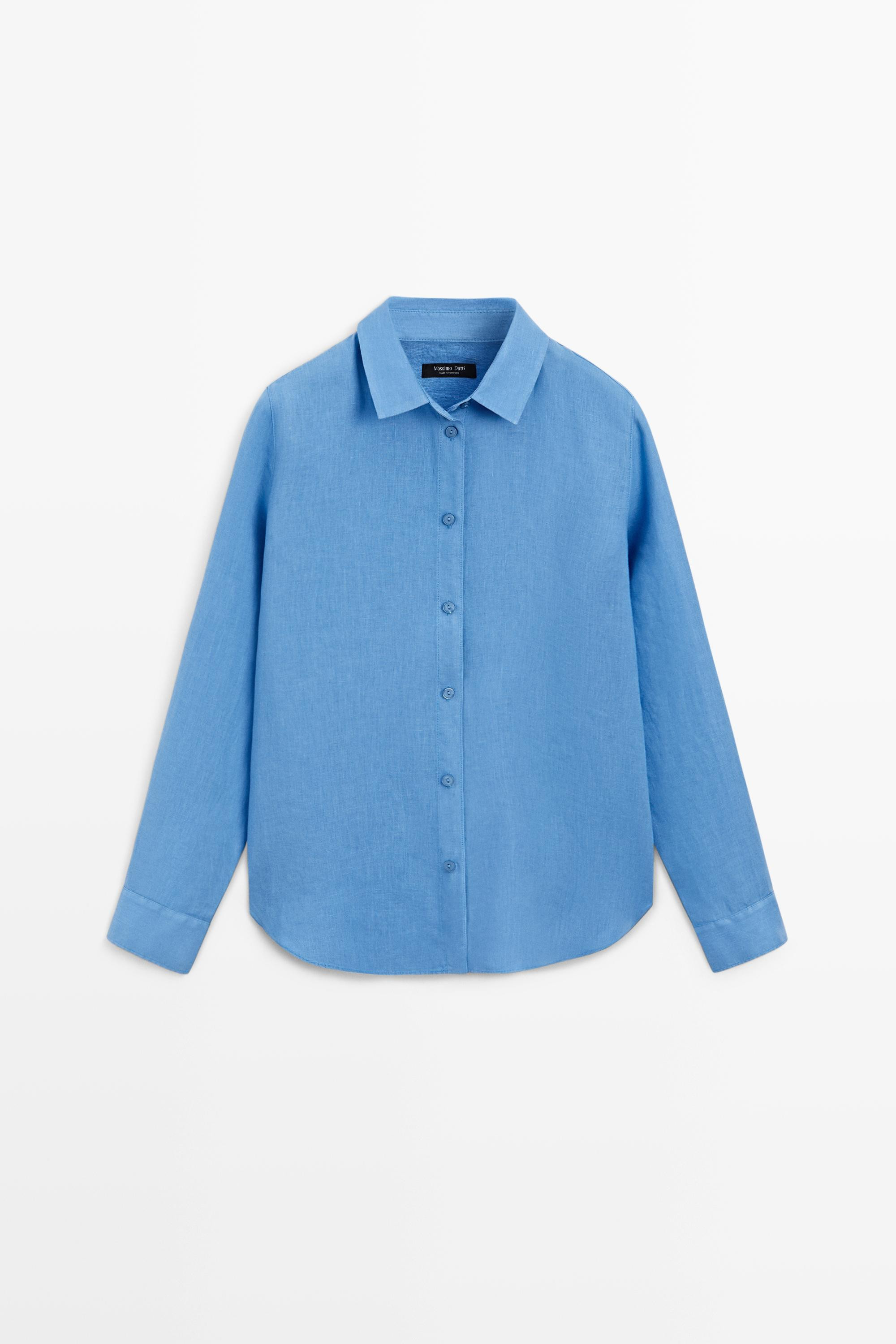 Flowing 100% linen shirt · Indigo, White, Yellow, Mid Yellow, Navy Blue, Sky Blue, Clay, Orange,... | Massimo Dutti UK